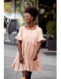 Übergroßes Kleid mit kurzen Ärmeln, beige FK530 – Online-Shop – Boutique